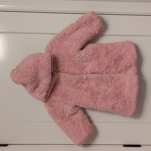 The Children's Place pink fuzzy coat w/heart buttons Sz 3T